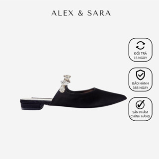 Dép sục nữ gót cao 1cm bít mũi nhọn chất liệu lụa satin cao cấp, thiết kế quai đá sang trọng | ALEX & SARA - AL316