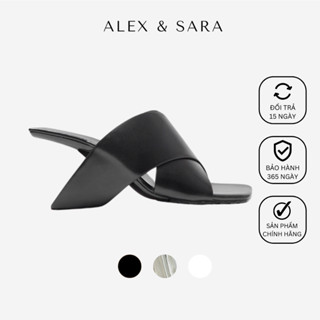 Guốc nữ cao gót, dép cao nữ thiết kế quai chéo chữ X độc đáo, màu trơn basic, siêu êm chân | ALEX & SARA - AL322