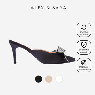 Guốc nữ cao gót họa tiết nơ đính đá cao cấp, sang trọng cho nàng đi tiệc, thiết kế thời trang | ALEX & SARA - AL402