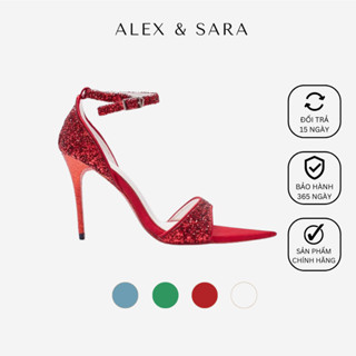 Giày cao gót nữ mũi nhọn, gót cao 10cm đính kim tuyến lấp lánh, sang trọng phù hợp đi tiệc ALEX & SARA - AL431