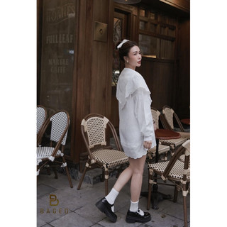 Váy Sơ mi trắng vạt nhọn Bageo