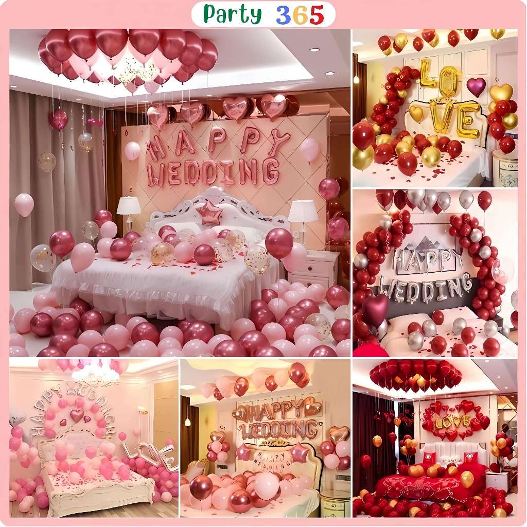 Set Bóng Bay Trang Trí Phòng Cưới, Bong Bóng Trang Trí Phòng Cưới, Tân Hôn [Đổi Màu Bóng Theo Yêu Cầu]