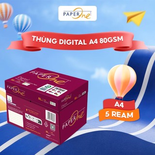 Thùng 5 ream giấy in A4 PaperOne Digital 80gsm - Giấy định lượng cao phù hợp in laser, in phun
