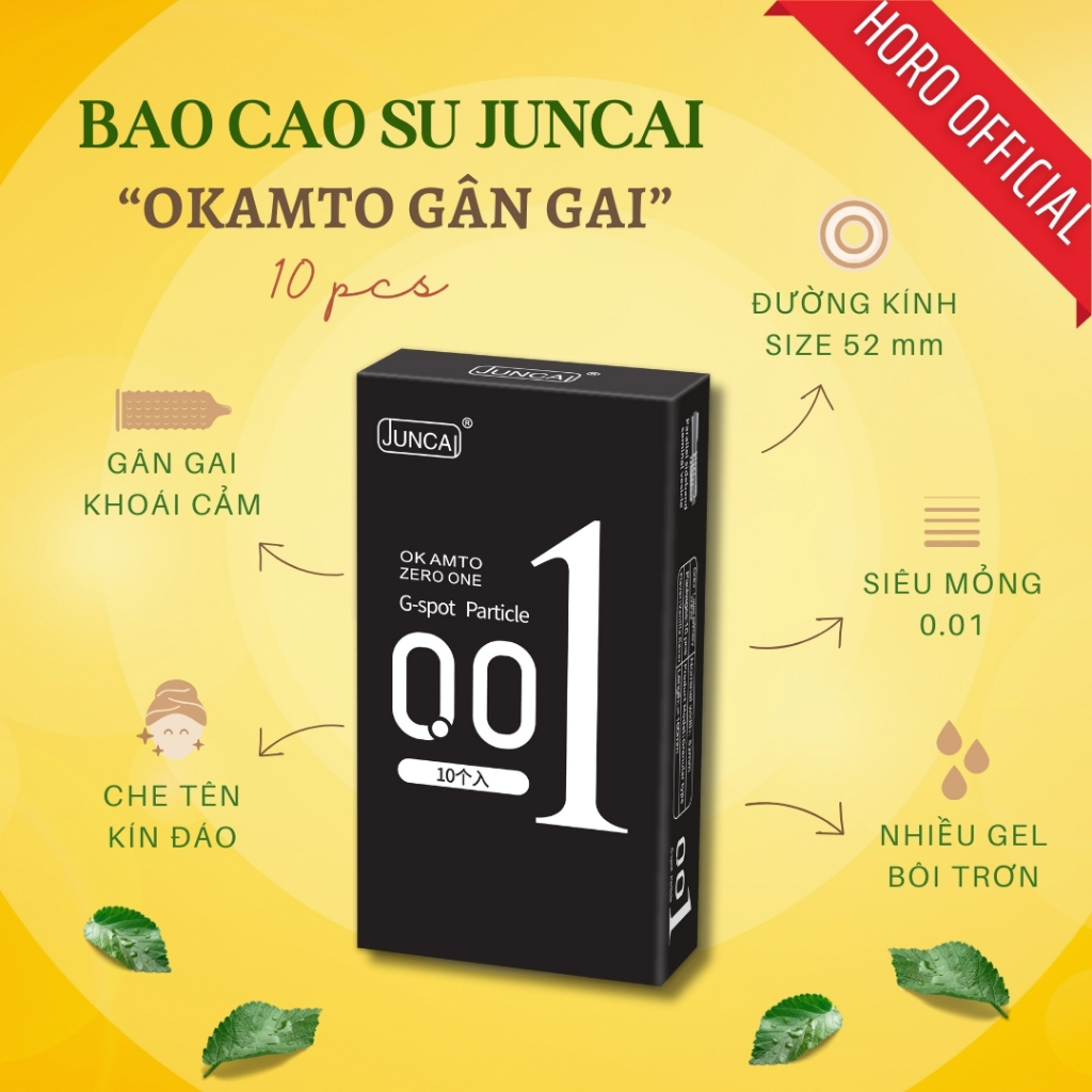 [Che tên sản phẩm] Bao cao su siêu mỏng 0.01 Okamto cực mỏng nhiều gel bôi trơn, hương vani, Hộp 10 bcs size 52mm