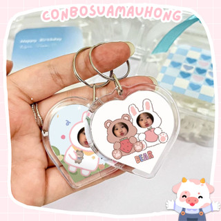 Móc Khoá Chibi Ghép Mặt Hình Trái Tim Theo Yêu Cầu