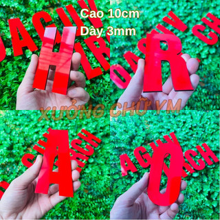 Chữ Alu Đỏ Bóng  Cao 10cm Dày 3mm Dán Tường Biển Quảng Cáo
