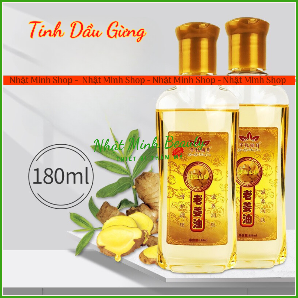Tinh dầu nóng massage Qian Qiu Ming Yue lọ 180ml | Dầu massage gừng, ngải cứu giác hơi
