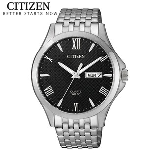 Đồng hồ nam citizen pin-quartz dây kim loại bf2020-51e - mặt đen