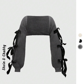 [Bigsize 45-120kg / Order] Áo khoác len nửa người croptop trang trí nơ tay áo đèn lồng dễ thương che nắng đi biển