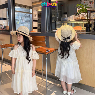 Váy bé gái hở vai cổ yếm chất tơ nhăn siêu xinh, đầm bé gái hàng 2 lớp chuẩn size loại 1 cho bé 10-30kg