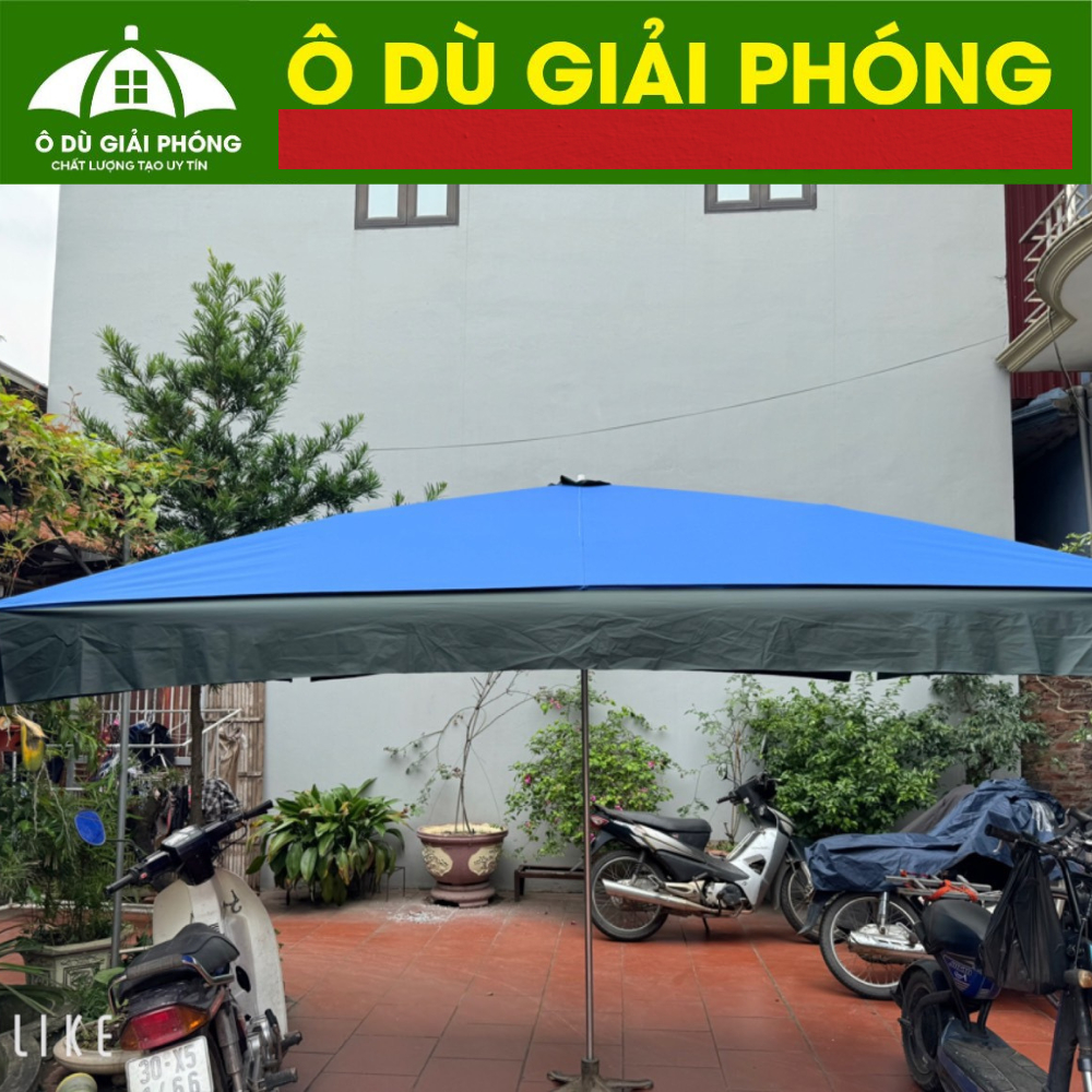 Ô DÙ chính tâm vuông,Ô che mưa,nắng đường kính 2mx2m5 2m5x3m khung sắt chống rỉ vải dù chống thấm(bảo hành 2 năm)