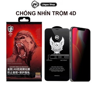 Kính Cường lực Iphone Chống Nhìn Trộm 4D Chống Vân Tay 11 12 13 14 15 Pro Max LikgusShop  WTP-012