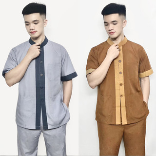 Bộ Nam Đi Chùa Cộc Tay Cao Cấp Lịch Sự Chất Vải Dày Dặn Mềm Mịn Mặc Rất Mát Và Thoải Mái