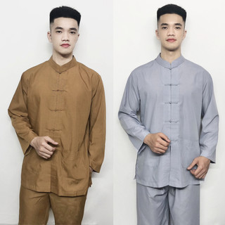 Đồ Lam Đi Chùa Bộ Nam Lãnh Tụ Dài Tay Cao Cấp Lịch Sự Chất Vải Dày Dặn Mềm Mịn Mặc Rất Mát Và Thoải Mái