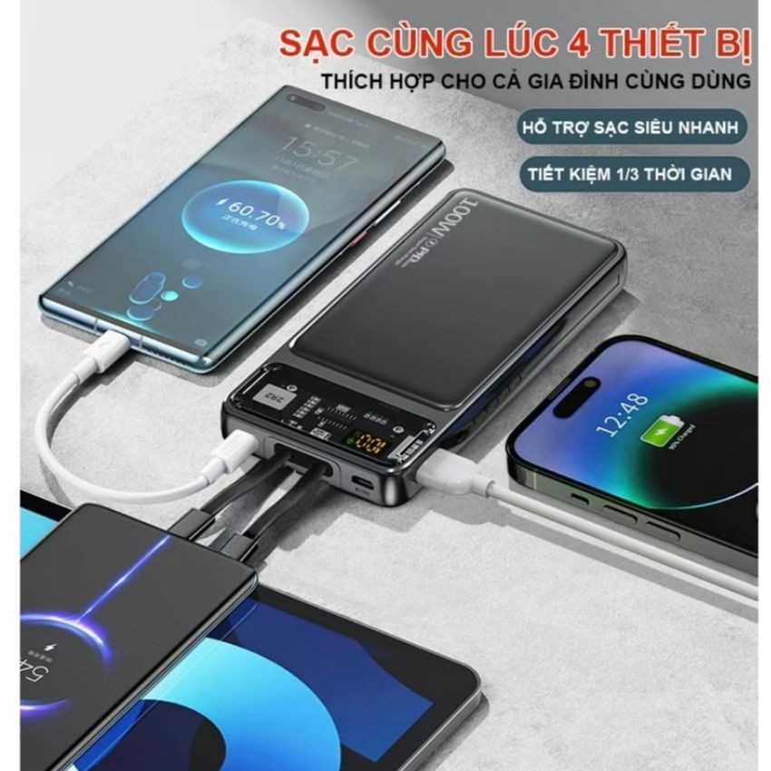 Sạc dự phòng Powerbank 120w/100w PD22.5w 30000Mah pin dự phòng màn hình led tích hợp 2 đầu sạc tiện dụng Type-C, Iphone
