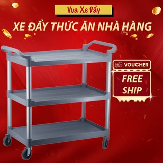 Xe đẩy thức ăn 3 tầng cho quán ăn, nhà hàng - Xe ra đồ 3 ngăn