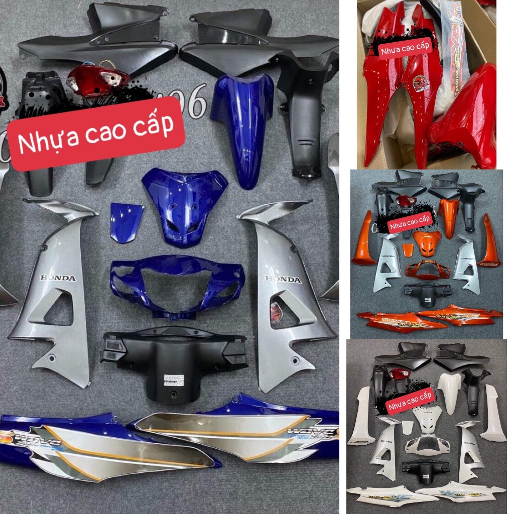 BỘ VỎ NHỰA Wave Alpha 100 - Wave 50cc - Wave Rs ( kèm tem ) ĐỦ CÁC MÀU KÈM TEM