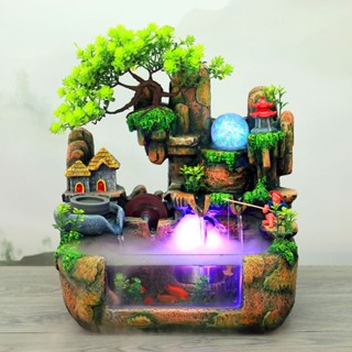  Thác Nước Phong Thuỷ TẶNG KÈM ÔNG CÂU TRANG TRÍ - Tiểu cảnh non bộ-Thác phong thủy mini để bàn 