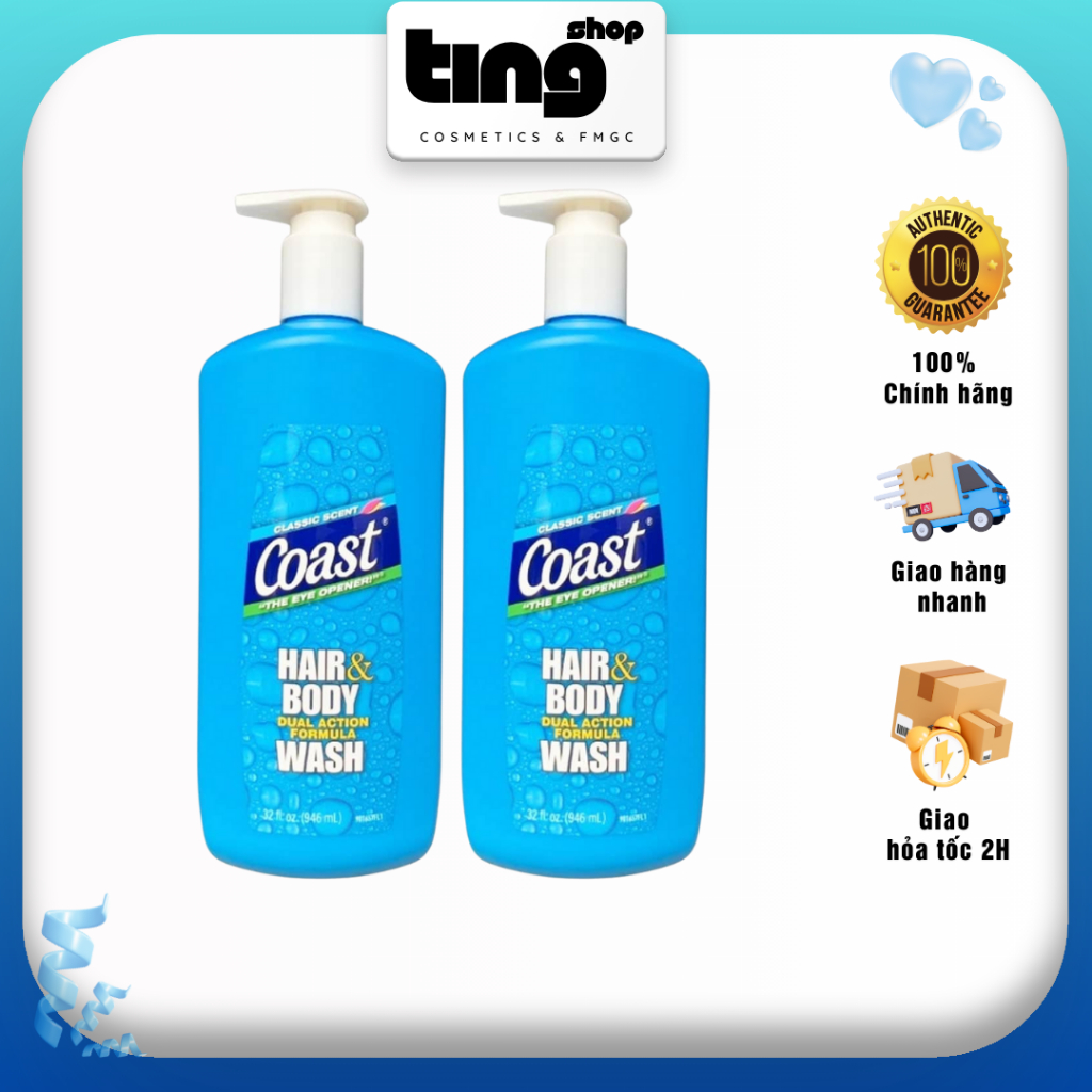 SỮA TẮM GỘI COAST MỸ CHAI LỚN 946ml Coast Vòi