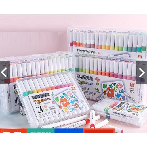 Bút Màu Acrylic Marker 12/24/36/48/60 Cao Cấp Màu Sắc Tươi Sáng - Bút Lông Màu