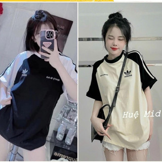 Áo thun nữ tay lỡ unisex mã mới logo rheeu hai bên DAS siêu xinh unisex freesize form rộng 65kg MEBEKIDS