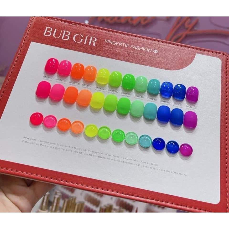 Set sơn gel 12 màu hãng bubgir tông Neon tặng kèm bảng màu