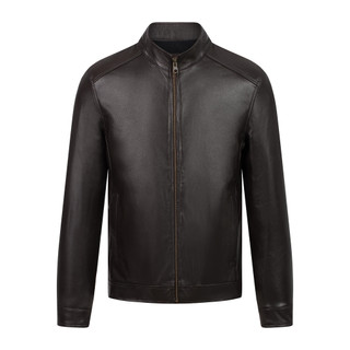 Áo khoác da nam, áo da thật cao cấp Fttleather Racer Jacket Da Bò Cổ Trụ Trơn - AD201 Màu đen