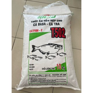 Thức ăn hỗn hợp viên cá bột cá tra cá basa T502 10kg  đạm 40%   kích cở 1,4-1,7 ly  của công ty UP  Uni president  