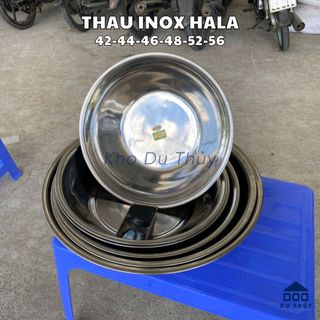 Thau inox lớn, thương hiệu Hala, đường kính miệng size 40- 56 cm, chất liệu inox bóng đẹp, bền bỉ - Gia dụng Du Thủy