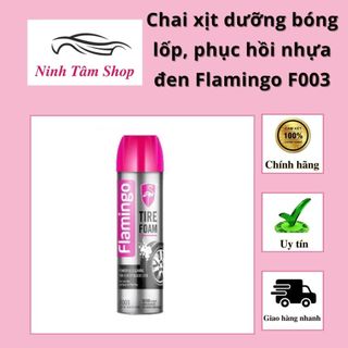 Chai xịt dưỡng bóng lốp, phục hồi nhựa đen Flamingo F003 dạng bọt- 650ml