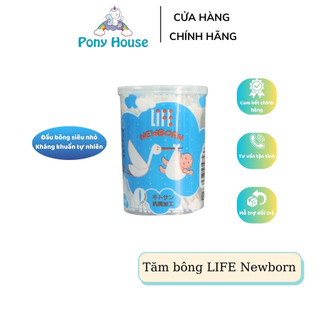 Tăm Bông Life Newborn Thân Giấy Đầu Siêu Nhỏ Kháng Khuẩn Cho Bé Từ Sơ Sinh Hộp 200 Que (CHính Hãng)
