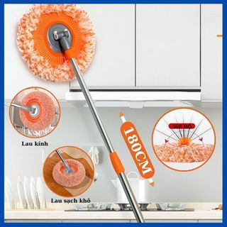 Chổi Lau Trần Nhà,Cây Lau Tường Hình Hoa Hướng Dương Xoay 180 Độ Dài 180cm và 225cm Đa NăngTiện Dụng