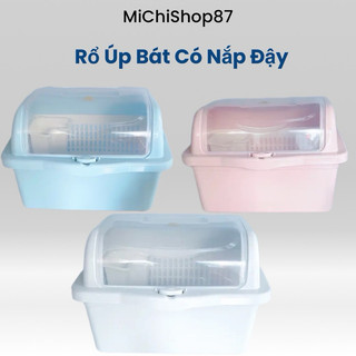 Rổ Úp Chén Bát Có Nắp Đậy Kèm Ống Đũa Nhựa Việt Nhật, Giá Úp Bát Có Nắp Đậy Có Khe Thoát Nước 5568