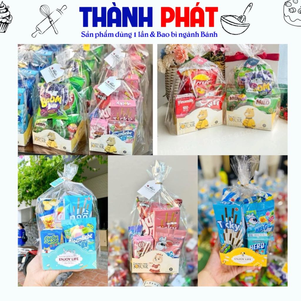 [HỎA TỐC] 100 Túi bóng kiếng đế giấy đựng bánh kẹo quà tặng bé tết trung thu 2025 , đựng quà bim bim