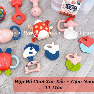 Bộ Đồ Chơi Xúc Xắc Gặm Nướu Giúp Bé Tập Cầm Nắm An Toàn Cho Bé Có Hộp Đựng 10 Món