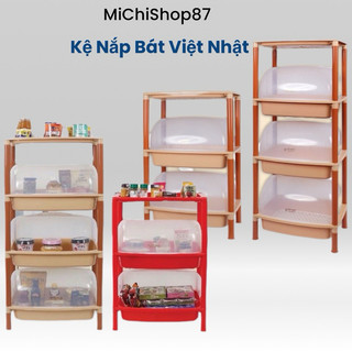 Kệ Nhựa úp chén, Trạn úp bát nhiều tầng có nắp đậy Việt Nhật Cao Cấp, Kệ úp chén bát 3 tầng có nắp đậy