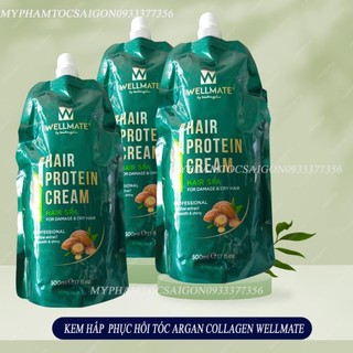 KEM HẤP WELLMATE HAIR PROTEIN CREAM ARGAN COLLAGEN 500ML