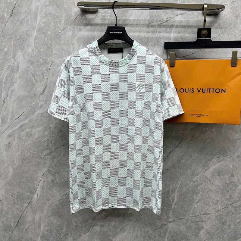 Áo phông nam nữ Premium cotton Eo Vì in tia 3D kèm hoa monogram tạo hình caro ngực thêu chữ hãng cao cấp