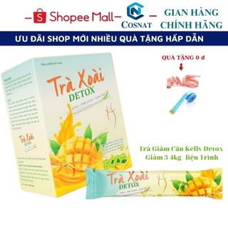 Trà Xoài Gảm Cân Detox Kelly Giảm Mỡ, đào thải độc tố, thanh nhiệt cơ thể, tặng kèm vitamin (12g/h)