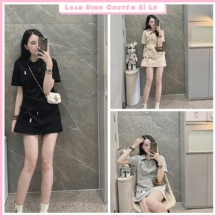 Set áo polo logo ngựa mix chân váy chữ A hot hit BN577