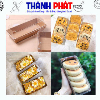 50 Hộp giấy 1985 nâu đựng bánh custard - Hộp giấy E1985 đựng bánh chữ nhật - Khay giấy E1985 - mochi chấm kem sữa