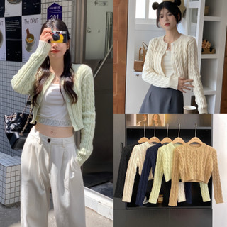 Áo Len Thừng Croptop Cổ Tròn Dài Tay Cài Cúc Nhiều Màu Ulzzang, Labibi