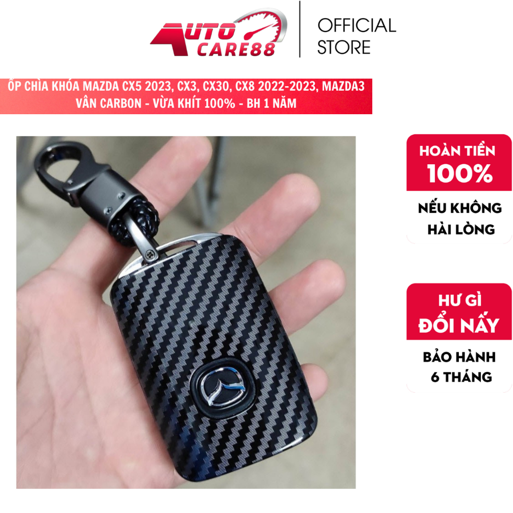 Ốp chìa khóa Mazda CX5 2023, CX3, CX30, CX8 2022-2023, Mazda3 Vân Carbon