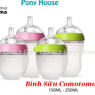 Bình sữa comotomo silicon cho bé siêu mềm 150ml - 250ml - xanh, hồng chính hãng