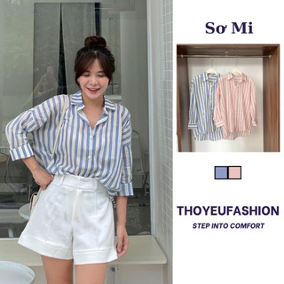 Áo Sơ Mi Kẻ Sọc hàn quốc THOYEUFASHION, Áo Sơ Mi Dài Tay Phong Cách 2 Màu 2024