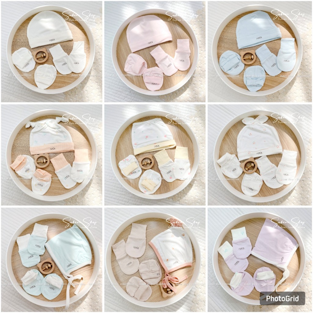 Phụ Kiện Mũ, Bao Tay Chân Nous Chất Petit Siêu Mềm, Mịn Cho Bé Sơ Sinh 0-4 Tháng