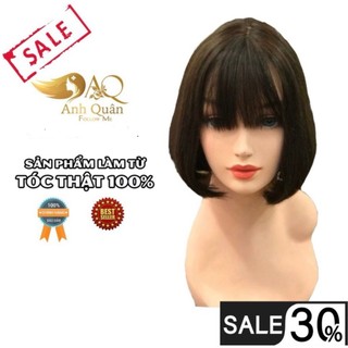 Tóc giả nữ Shop Tóc Anh Quân, Tóc giả làm bằng tóc thật 100% có da đầu kiểu dáng ngắn ngang vai cute