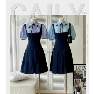 Váy nữ Caily Dress xếp ly phối sơ mi cổ thắt nơ,Đầm dự tiệc chất vải mềm phong cách thanh lịch VVNH062402 