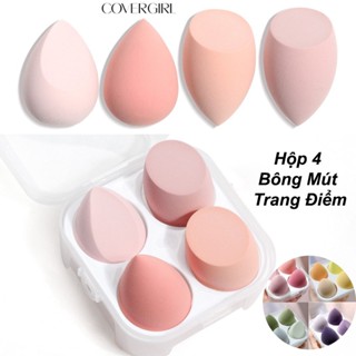  Hộp 4 Mút Trang Điểm Hình Trứng Kèm Hộp Đựng Xinh Xắn Tiện Lợi Dùng Cho Cả Khô Và Ướt - COVERGIRL 