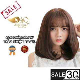 Tóc giả Shop Tóc Anh Quân phong cách trẻ trung, Tóc nguyên đầu nữ làm từ tóc thật 100% có chân tóc da đầu đẹp như thật